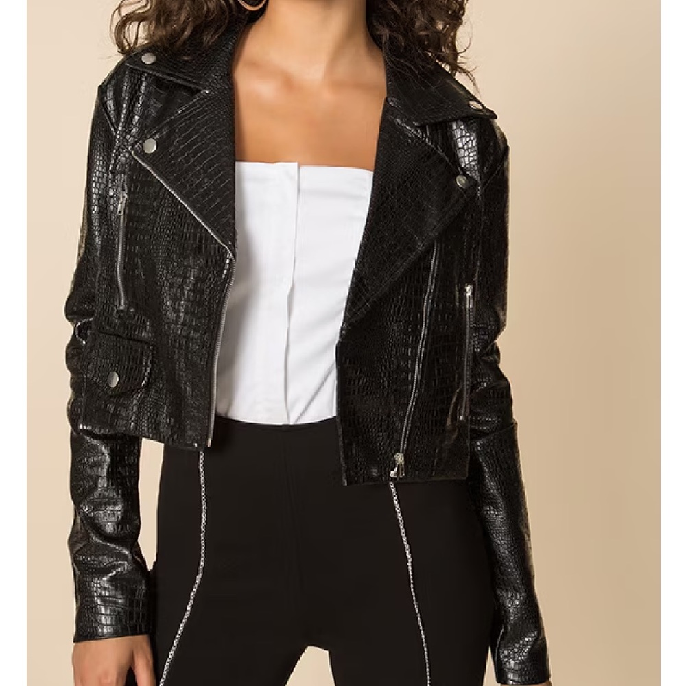 Superdown x Revolve Colette Cropped Moto Jacket Size M - Picture 1 of 4